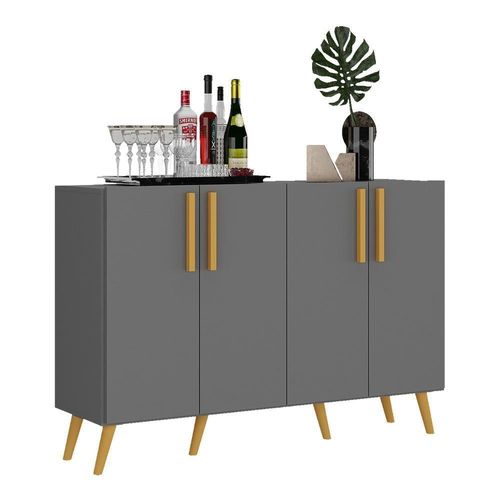 Aparador Buffet 4 Portas Vegas V3563 Rustic/Preto