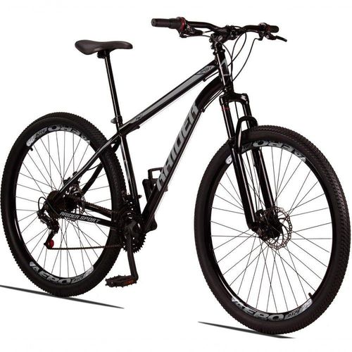 Bicicleta 29 Raider Sport Aço 21M Freio a Disco c/ Suspensão Preto+cinza