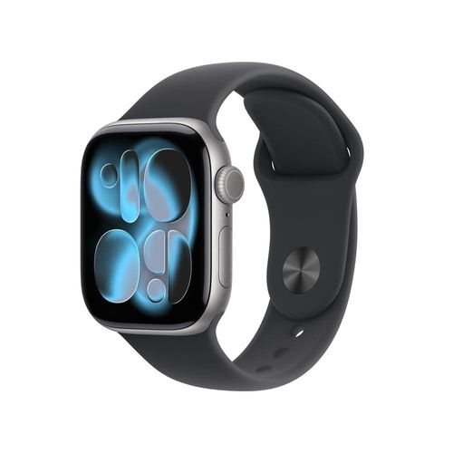 Apple Watch Series 11 GPS 42mm Cinza-Espacial Pulseira M/G Esportiva Preta