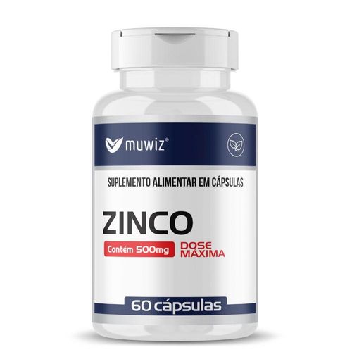 Zinco Quelato 60 Cápsulas 500mg Muwiz