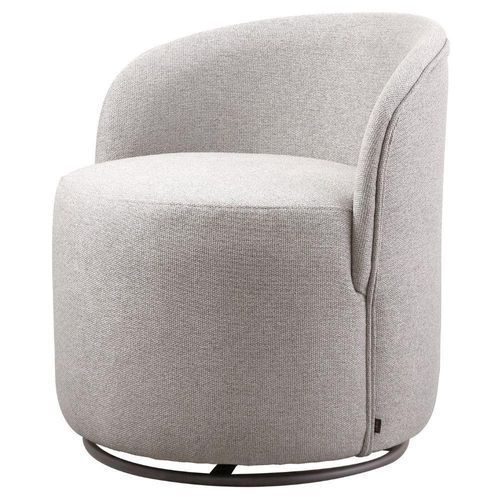 Poltrona Decorativa Astrid Linho Cinza Com Base Giratória