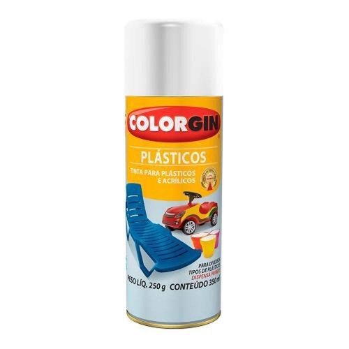 Spray Plástico Branco Fosco 350ml - Colorgin Para Plásticos, Pvc, Acrílicos E Mais