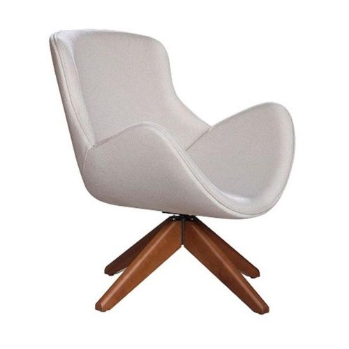 Poltrona Decorativa Com Base Giratória Multimóveis Cr7006 Off White Off White