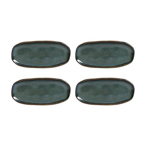 Conjunto de Travessas Ovais Rasas Porto Brasil Orgânico Oceano 16,5x8cm - 4 Peças