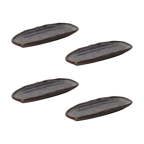 Conjunto de Travessas Ovais Rasas Porto Brasil Orgânico Titanium 16,5x8cm - 4 Peças