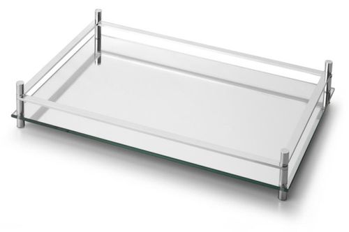 Bandeja Vidro Espelhada Decorativa Aparador Grande 54x32 Cm