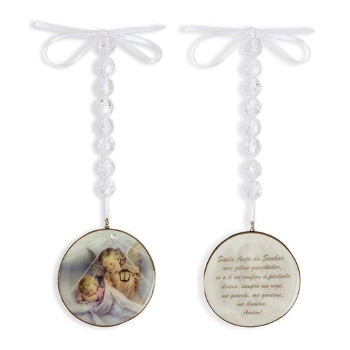 Medalhão Santo Anjo do Senhor para Berço Bebê Branco- Hug
