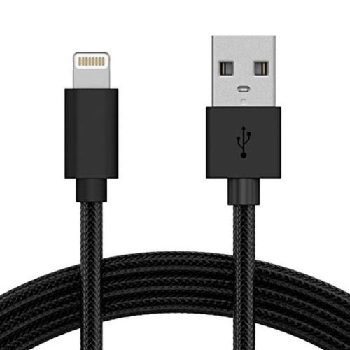Cabo USB Preto Nylon 1 Metro Para iPhone 7 Plus