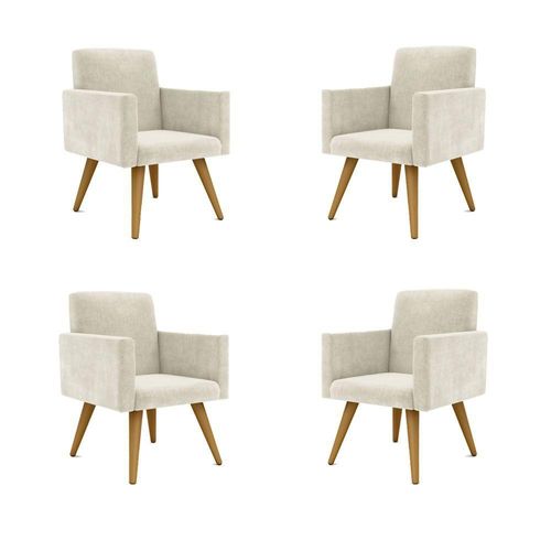 Kit 4 Cadeiras Escritório Poltrona bege