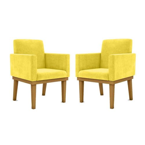 Kit 2 Cadeiras Recepção Reforçadas Poltrona Balaq amarelo
