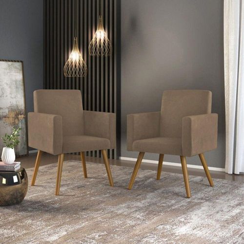 Kit 2 Cadeiras Recepção Poltrona Escritório capuccino