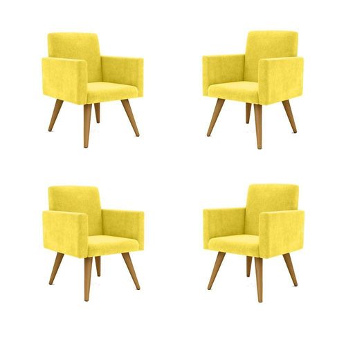 Kit 4 Cadeiras Recepção Poltrona Escritório amarelo