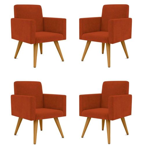 Kit 4 Cadeiras Recepção Poltrona Escritório terracota