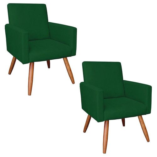 Kit 02 Poltronas Larissa Suede Pés Palito de Madeira- DRossi
