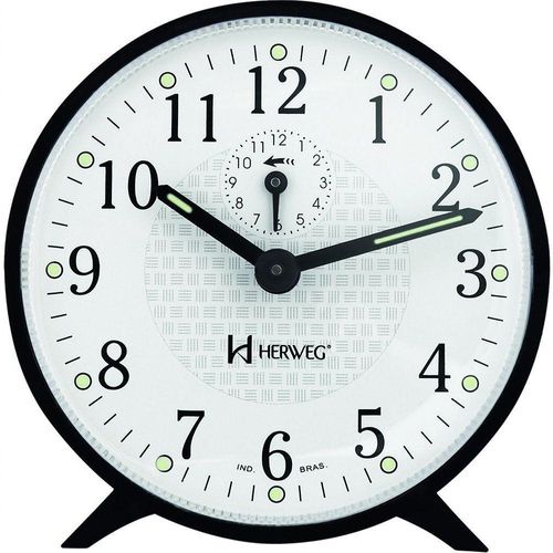 Relogio Despertador Herweg 2220 Mecânico A Cordas Preto