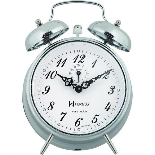 Relógio Despertador Mecânico Vintage Retro Herweg Ref - 2380 Cromado