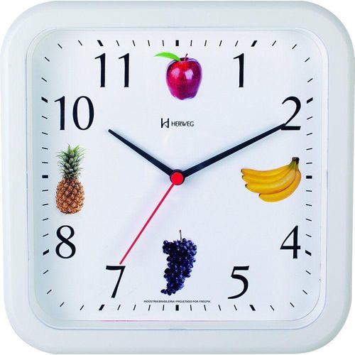 Relógio Parede 23cm Quadrado Herweg 660049 Branco