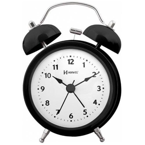 Relogio Despertador Retrô Herweg Analógico Preto 2707