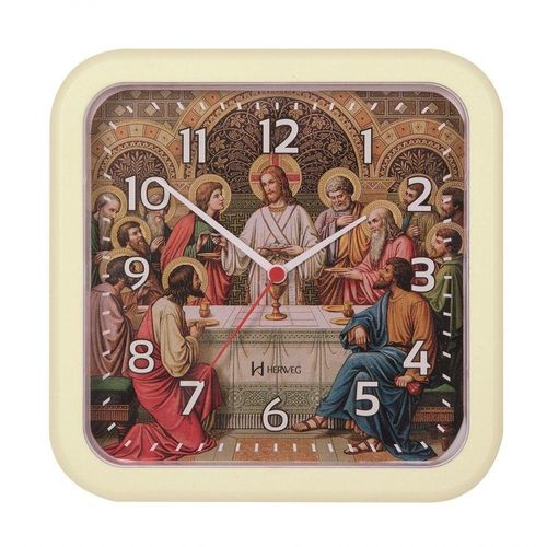 Relógio Parede 23 Cm Santa Ceia Tic-tac Herweg 6696 Marfim
