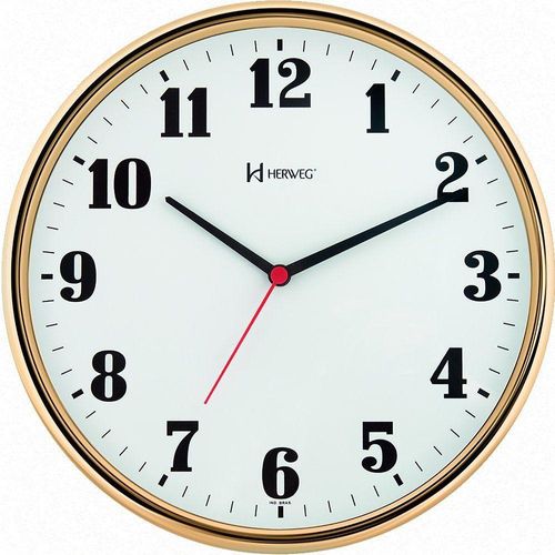 6125 Relógio De Parede 26cm Tic-tac Cromado Herweg Dourado