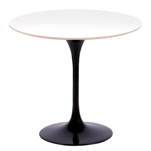 Mesa Saarinen Redonda Fórmica Branca 124cm - Base Preta