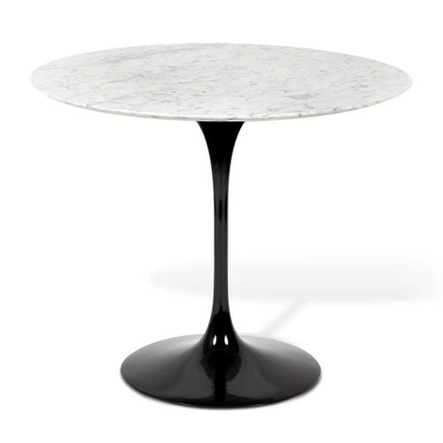 Mesa Saarinen Redonda Carrara 107cm - Base Preta
