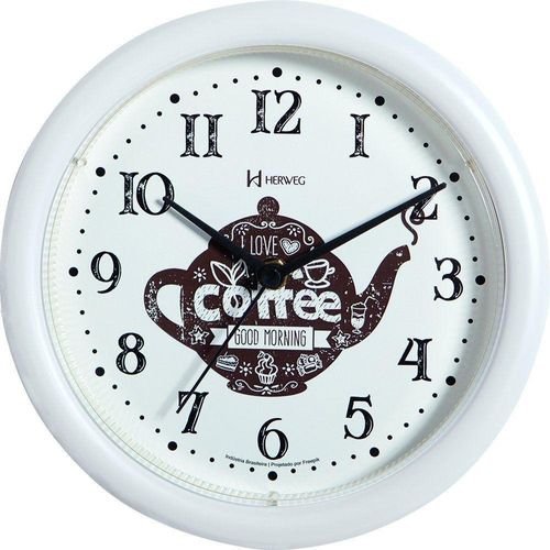 Relógio Parede Pequeno Herweg Cozinha Café 660061 Branco
