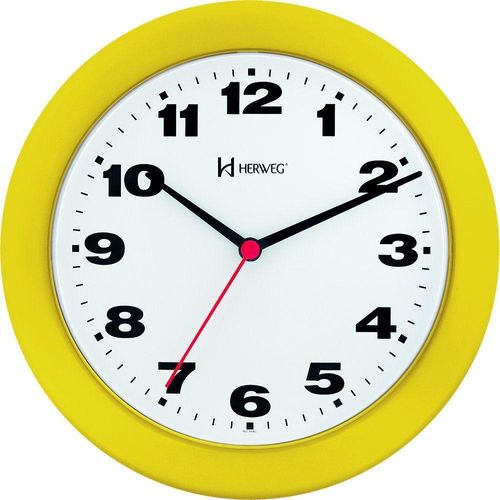Relógio De Parede 21cm Plástico 6103 Herweg Amarelo