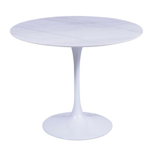 Mesa Saarinen Redonda Carrara 107cm - Base Branca