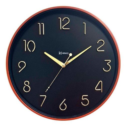 Relógio Herweg Silencioso Alto Relevo 34,6 Cm Ocre Marajo - Ocre Marajo