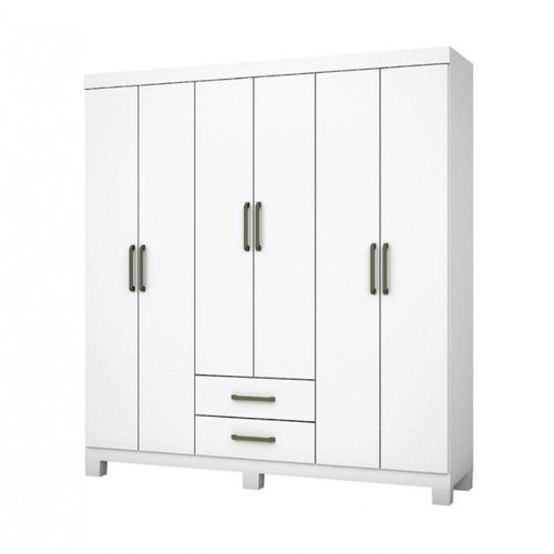 Guarda Roupa A22 6 Portas 2 Gavetas Carioca Móveis Branco