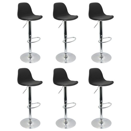 Conjunto 6 Banquetas Joly Eames Base Giratória Cromada Movescan Preta