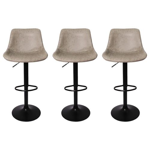 Kit 3 Banquetas Estofadas c/encosto p/Cozinha Gir.Cinza