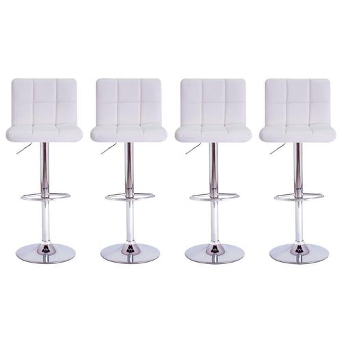 Kit 4 Banquetas Estofadas c/encosto p/Cozinha Gir.branca