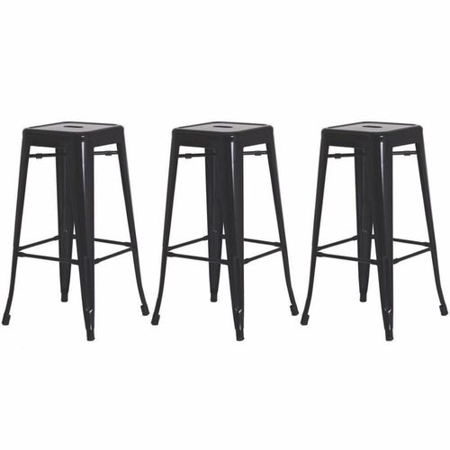 Kit 3 Banquetas Alta Para Bar Balcão Bancada Pub Bistrô Cozinha Americana Tolix Iron Industrial Preto