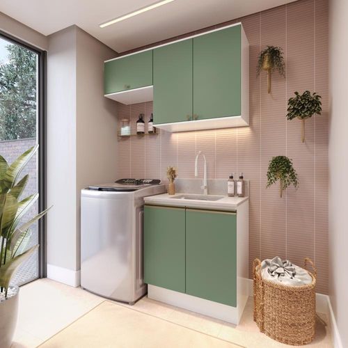 Lavanderia Modulada Kappesberg Celeste 3 Peças Branco-verde