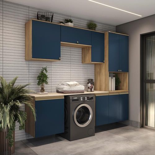 Lavanderia Modulada Kappesberg Celeste 6 Peças Nogueira/azul