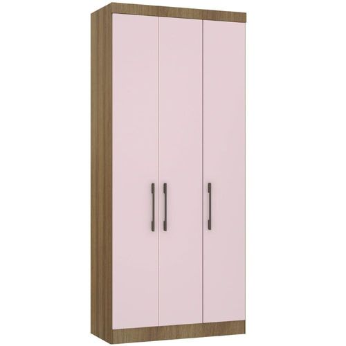 Guarda Roupa Modulado 101,50cm 3 Portas Paris Avelã/Rosa