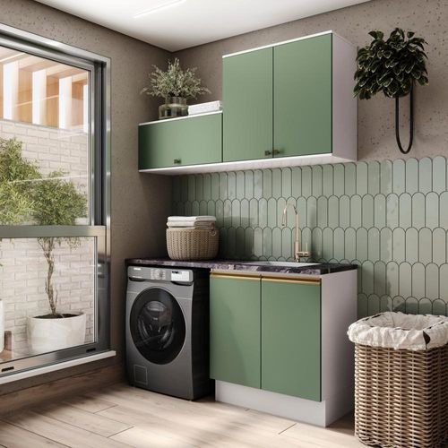 Lavanderia Modulada Kappesberg Celeste -3 Peças Branco/verde