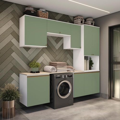 Lavanderia Modulada Kappesberg Celeste 6 Peças Branco/verde