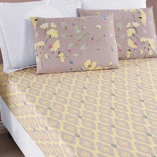 Jogo de Lençol Ayla Casal King 3 Peças Microfibra Estampada Floral - Lavanda
