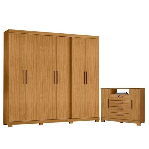Cômoda Madri E Guarda Roupa Casal San Diego Carvalho Americano Tx -incorplac