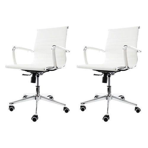 Kit 2 Cadeiras De Escritório Baixa Tela p/120Kg Branco