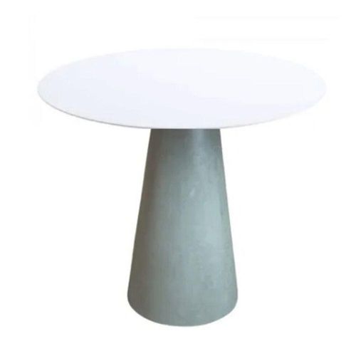 Mesa De Apoio Cone Cimento Queimado - Tampo Laqueado 70 Cm Altura 60 Cm Cor Branco