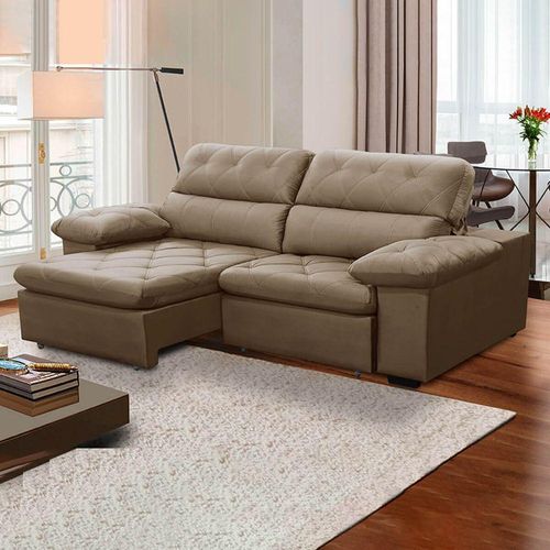 Sofa Retratil Reclinavel 2 Lugares 2,90m Crystal Veludo Capuccino Lansofbr