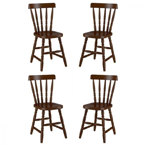 Conjunto 4 Cadeiras Madeira Eucalipto Castanho Piratini