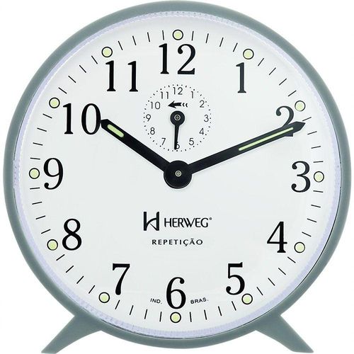 Relógio Despertador Antigo A Cordas Herweg 2320 Cinza