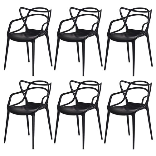 Kit 6 Cadeiras Para Sala De Jantar Allegra Empilháveis Pretas Preta