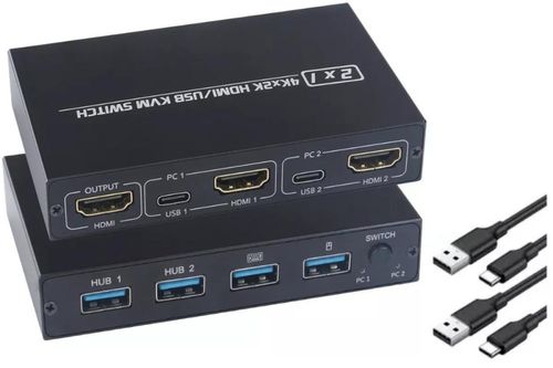 Chaveador Kvm Switch 2x1 Hub Hdmi Usb 3.0 Com Suporte 4K