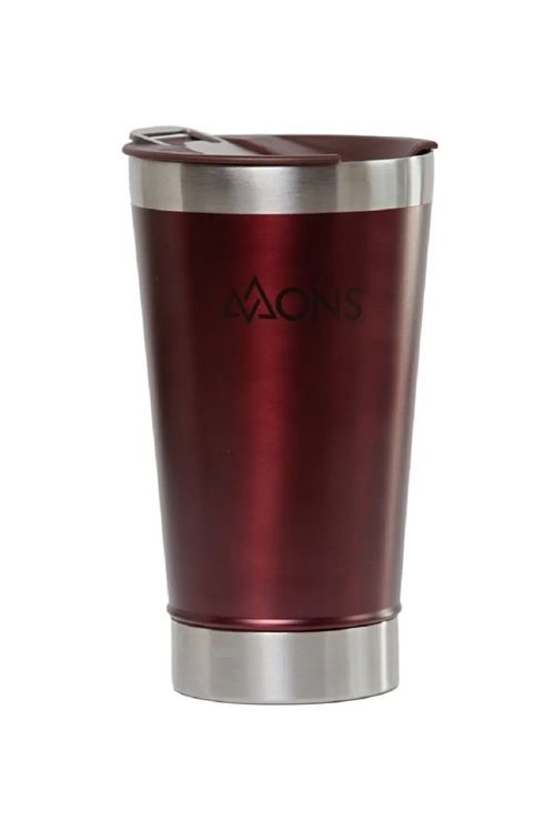 Copo Térmico Mons Em Aço Inox - 473ml - Com Tampa - Vermelho Metálico